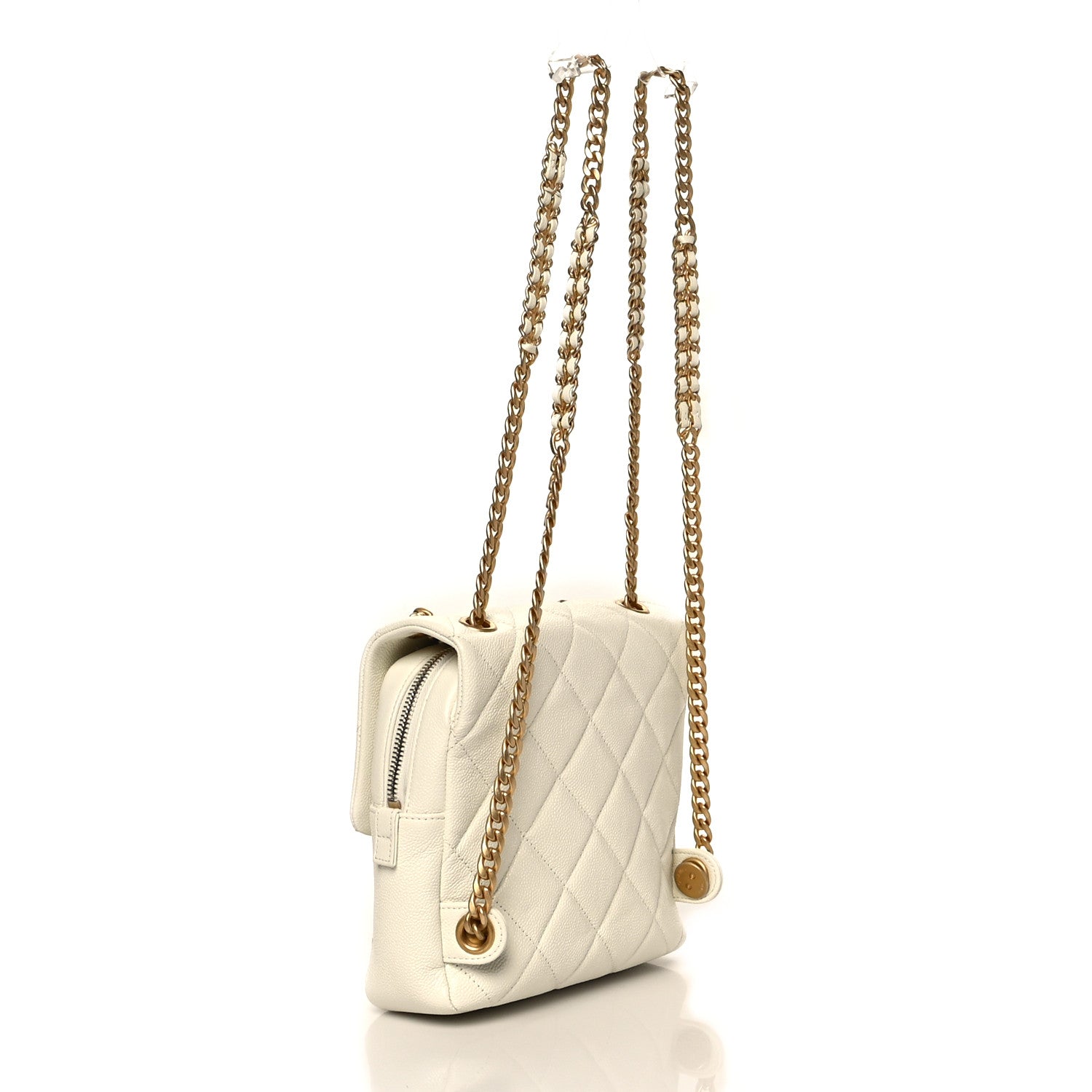 Chanel Shiny Caviar Quilted Chain Melody Backpack White 3 of 10