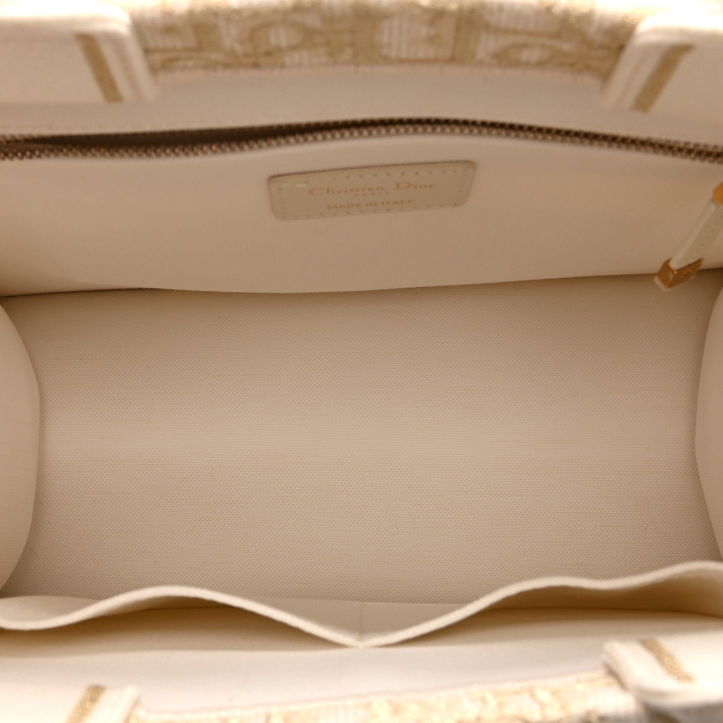 Oblique Chambray Calfskin Small Book Tote With Strap Gold Natural