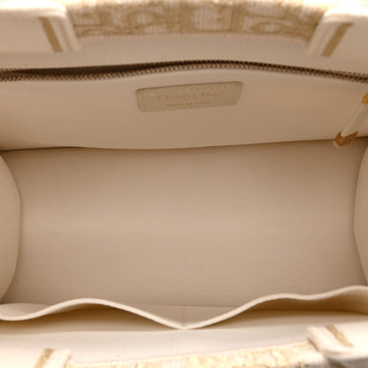 Christian Dior Oblique Chambray Calfskin Small Book Tote With Strap Gold Natural 6 of 12