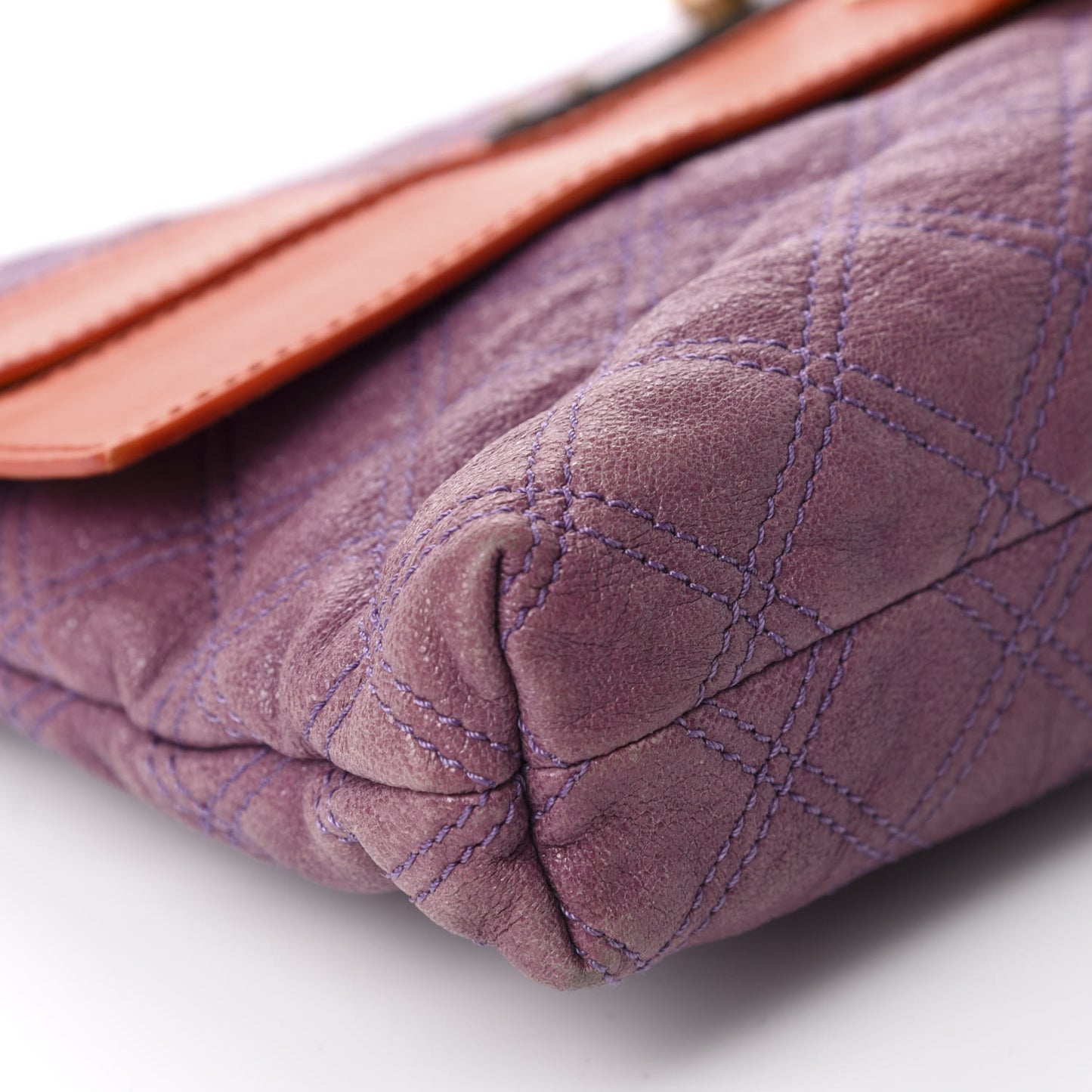 Calfskin Quilted Clutch Purple Orange