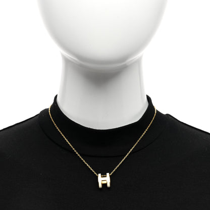 Hermes Lacquered Gold Pop H Pendant Necklace White 2 of 6