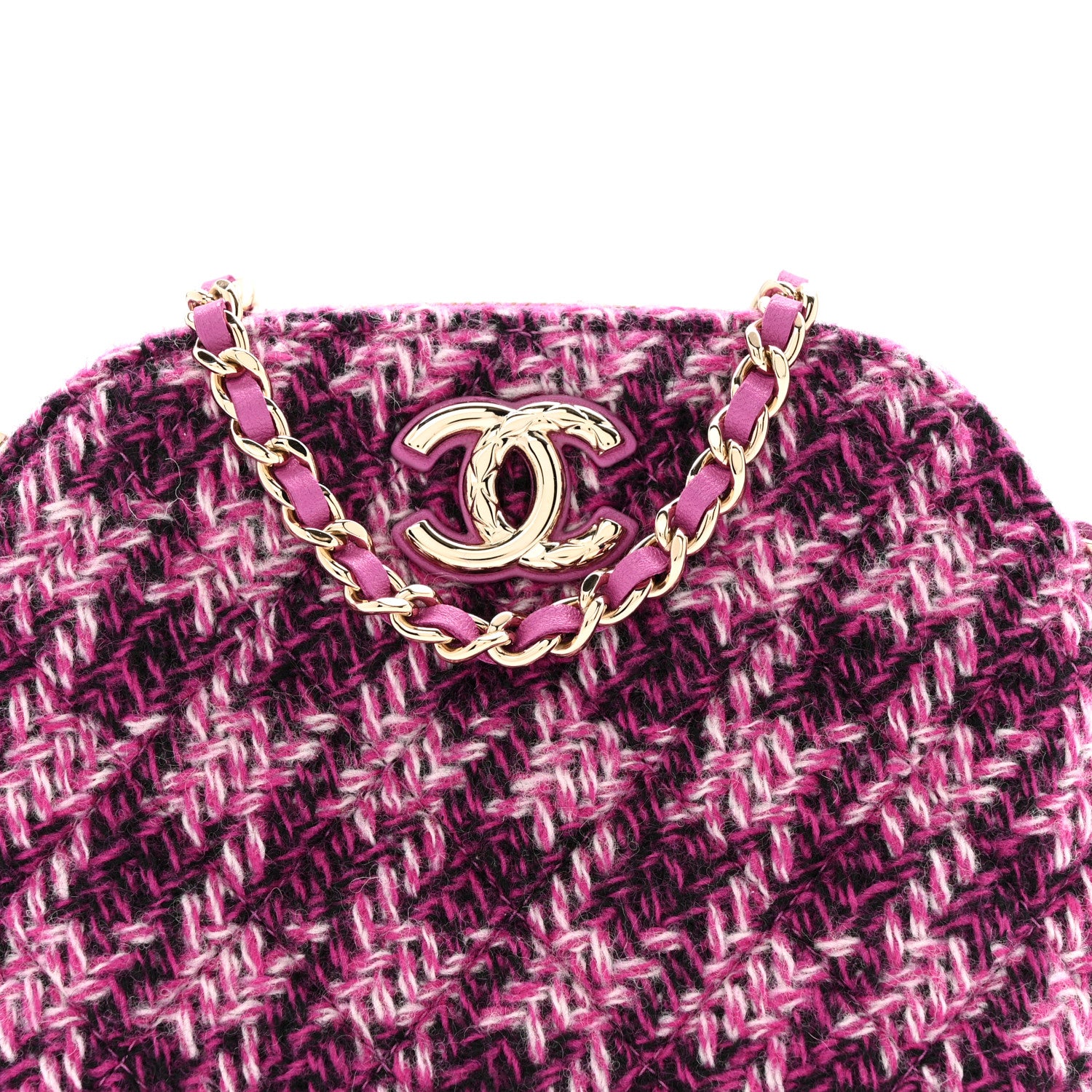 Chanel Tweed Quilted Mini Clutch With Chain Purple 8 of 12