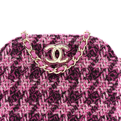 Chanel Tweed Quilted Mini Clutch With Chain Purple 8 of 12
