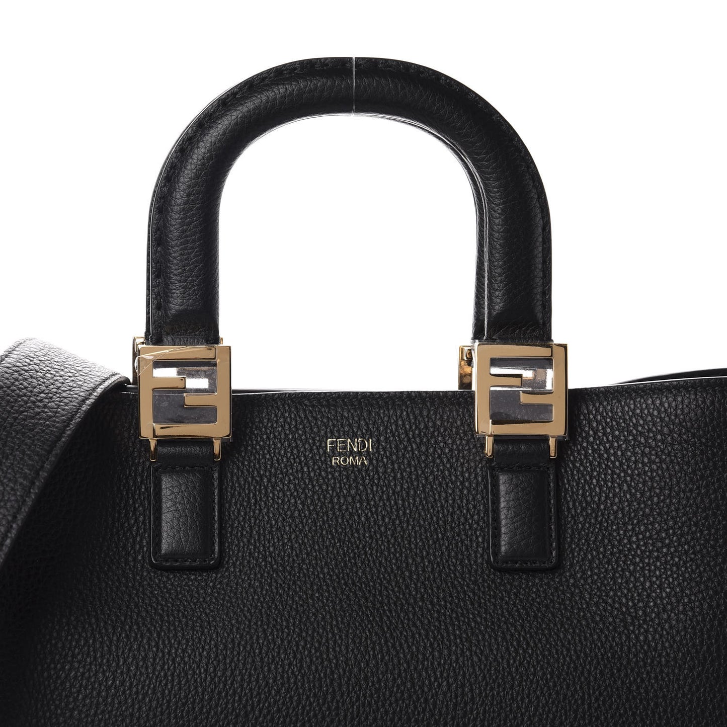 Cuoio Romano Selleria Medium FF Tote Black