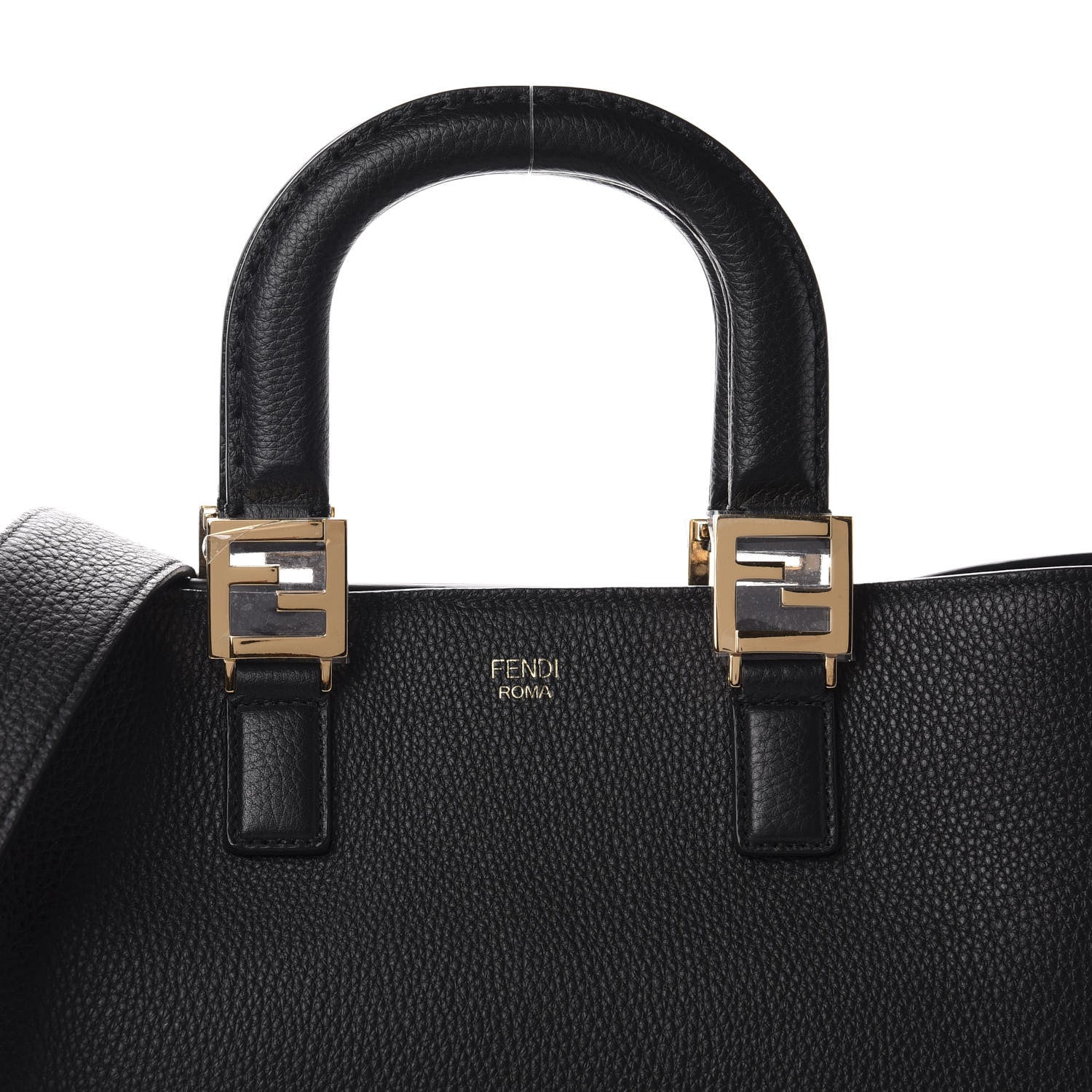 Fendi Cuoio Romano Selleria Medium FF Tote Black 10 of 10