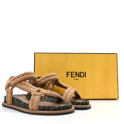 Fendi Fabric Jacquard FF Braided Fendi Feel 25mm Sandals 36.5 Sughero Black Tabacco 9 of 9