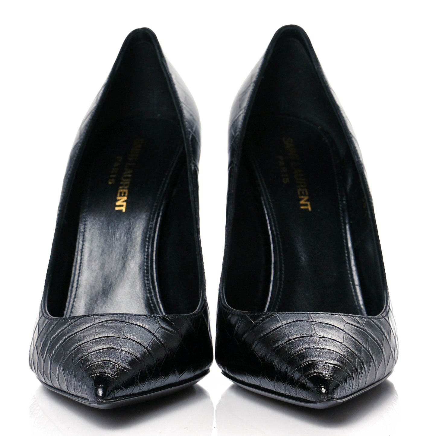 Calfskin Crocodile Embossed Opyum 110 Pumps 38.5 Black