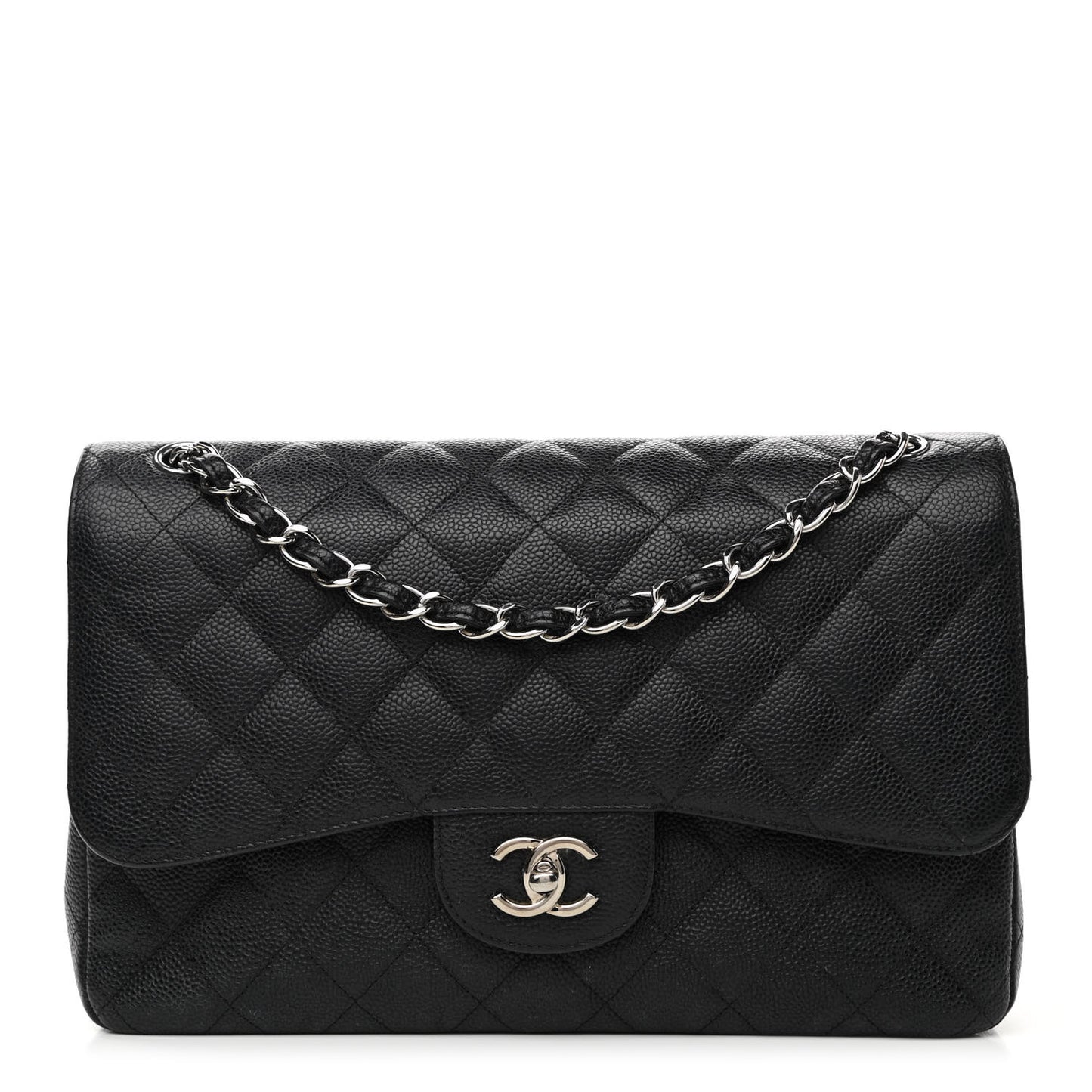 Caviar Quilted Jumbo Double Flap Black