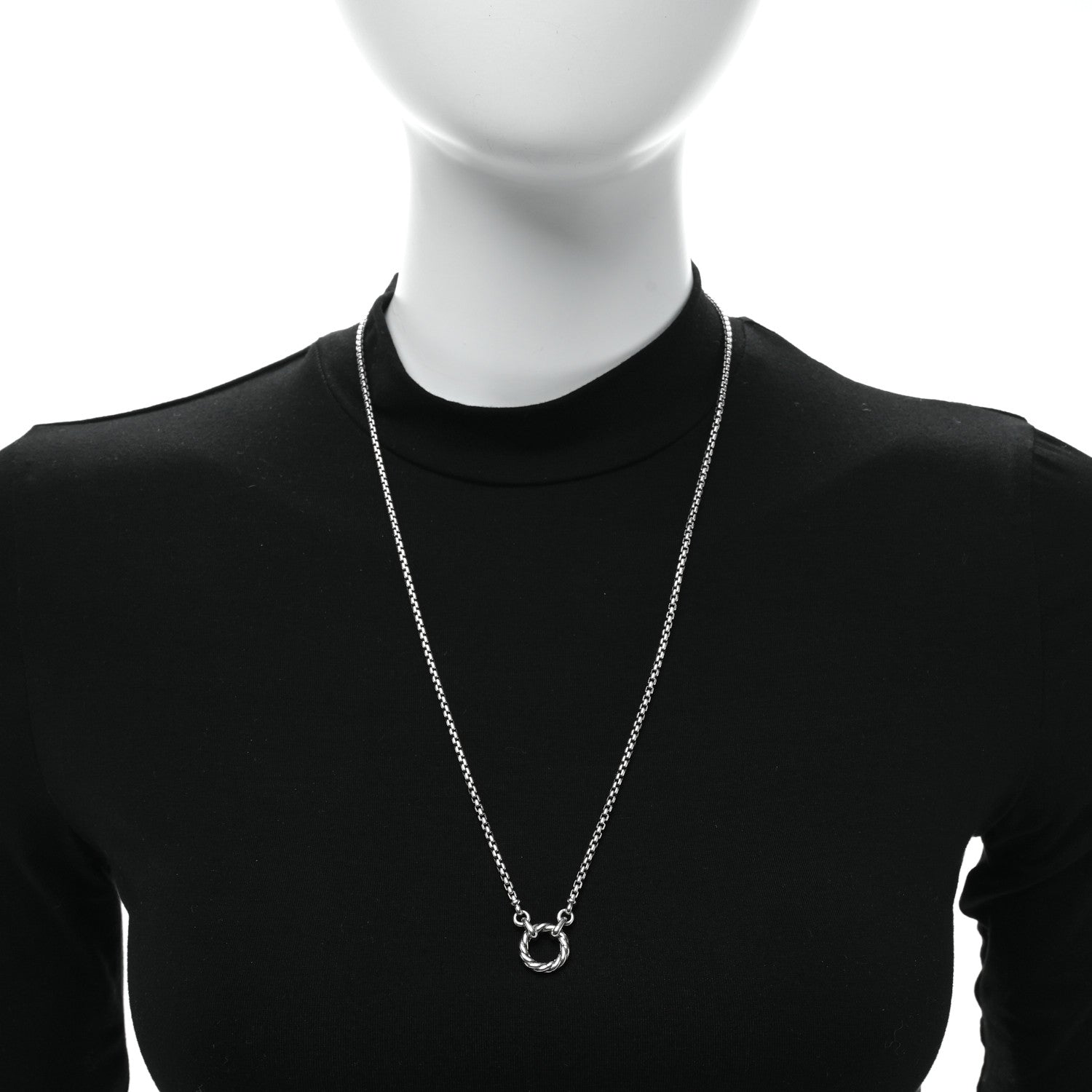 David Yurman Sterling Silver 2.7mm Smooth Amulet Vehicle Box Chain Necklace 2 of 4