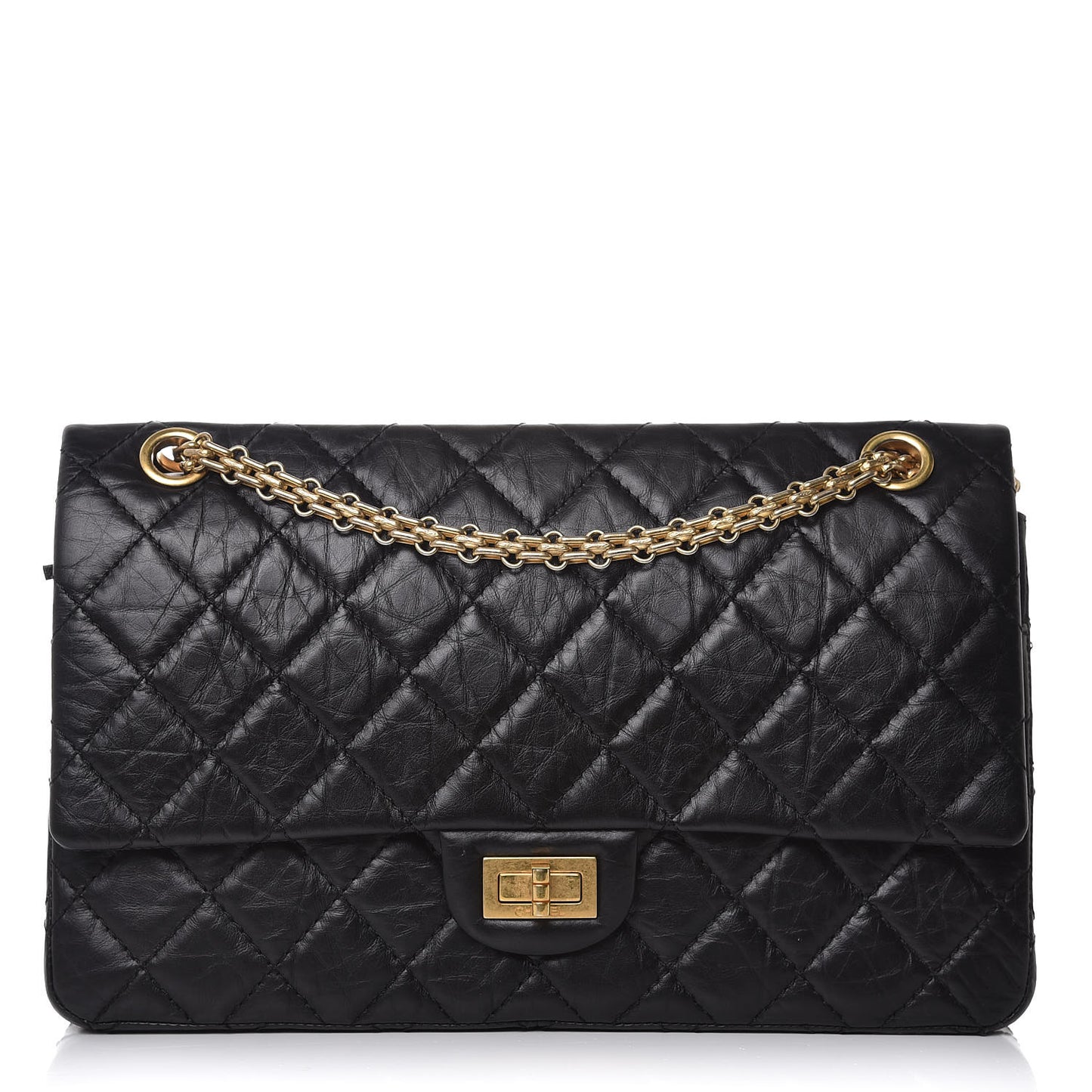 Aged Calfskin Quilted 2.55 Reissue 226 Flap Black
