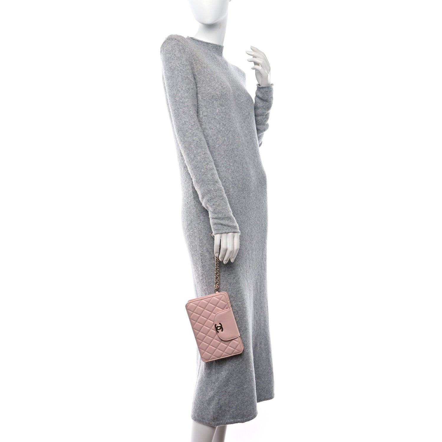 Chanel Lambskin Quilted CC Pouch Wristlet Pink 2 of 10