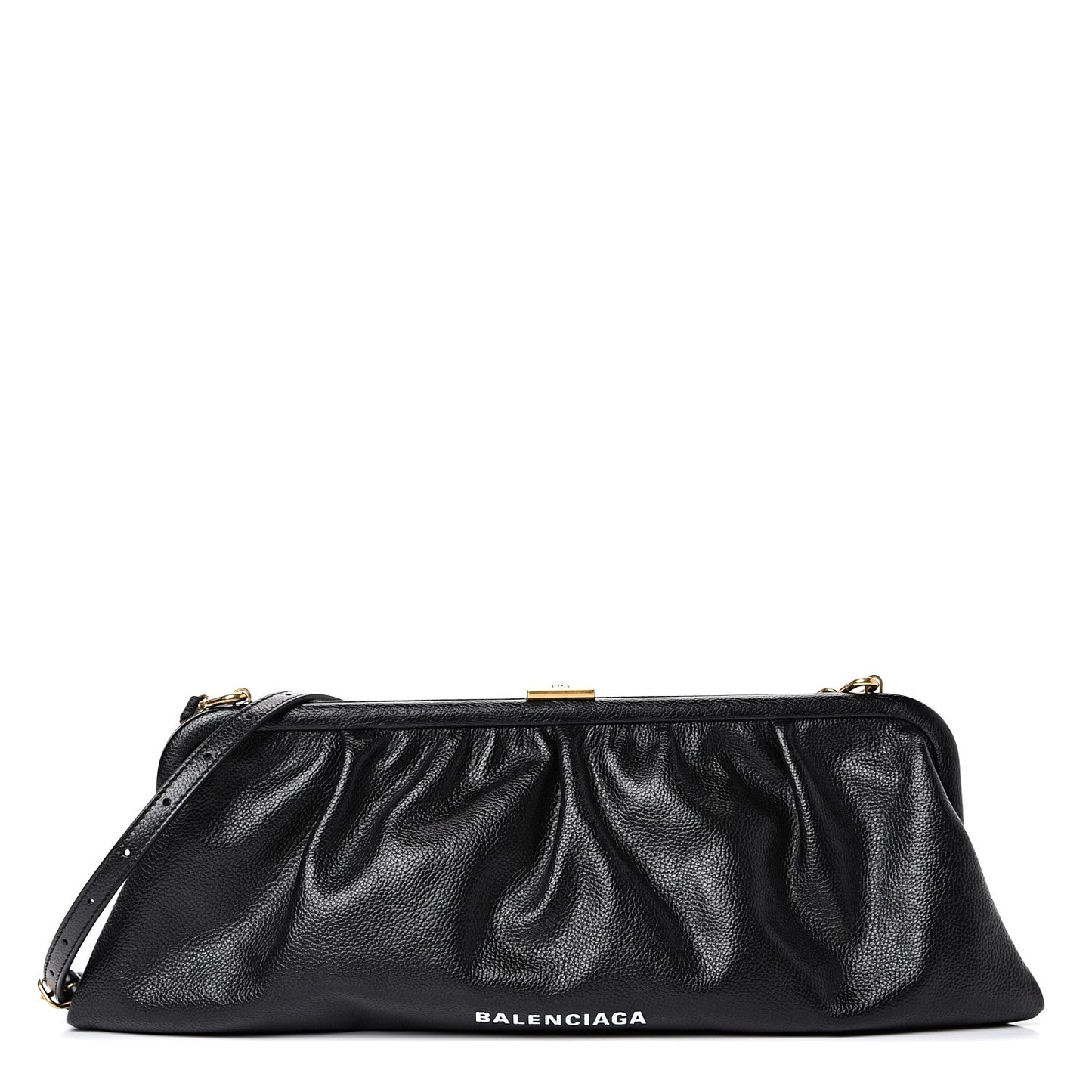 Grained Calfskin Logo XL Cloud Clutch Black