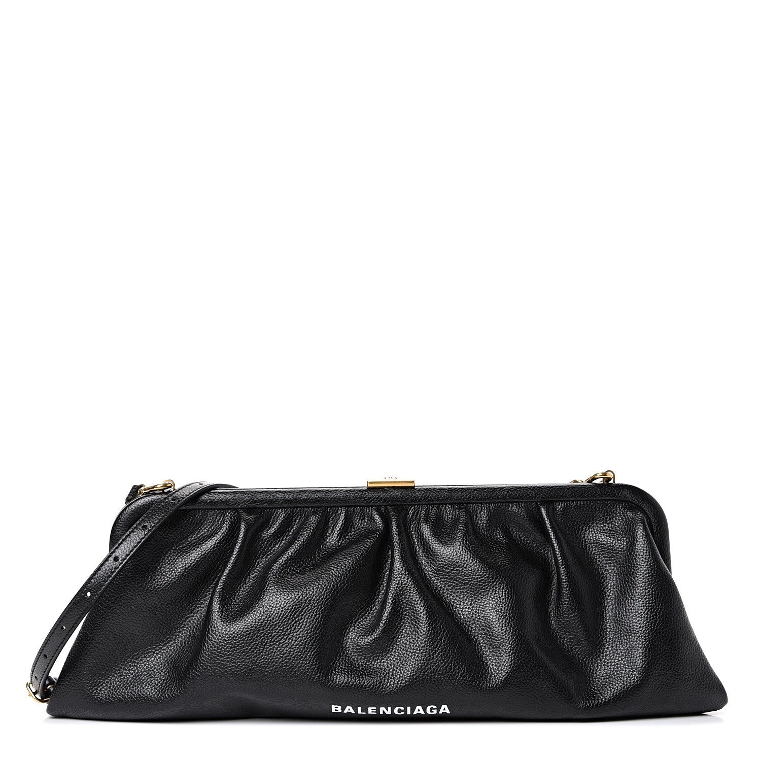 Balenciaga Grained Calfskin Logo XL Cloud Clutch Black 1 of 9