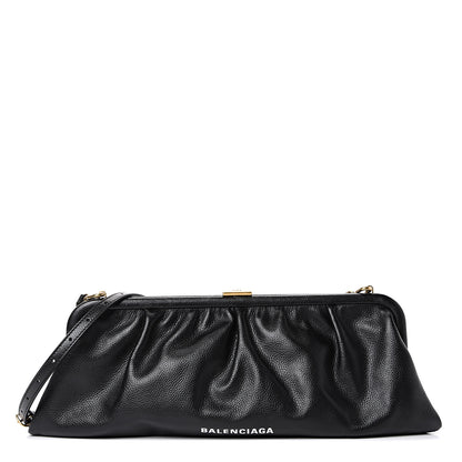 Balenciaga Grained Calfskin Logo XL Cloud Clutch Black 1 of 9