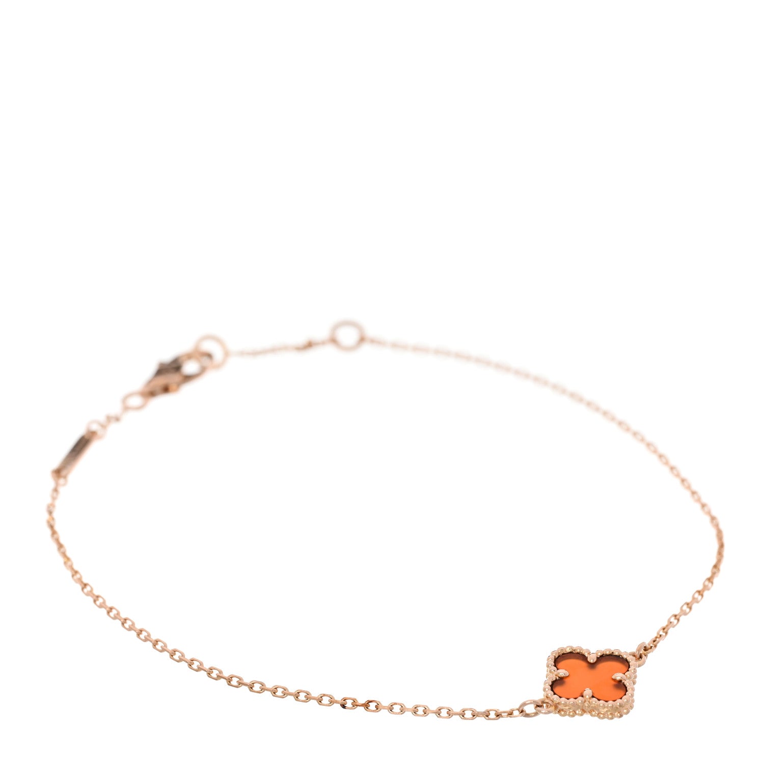 Van Cleef & Arpels 18K Rose Gold Carnelian Sweet Alhambra Bracelet 1 of 5