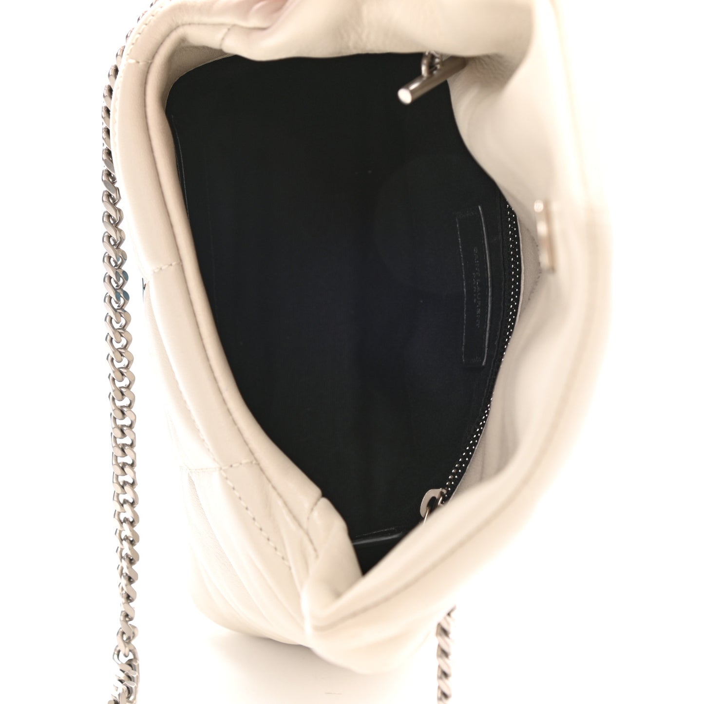 Lambskin Quilted Toy Loulou Puffer Monogram Chain Satchel Blanc Vintage