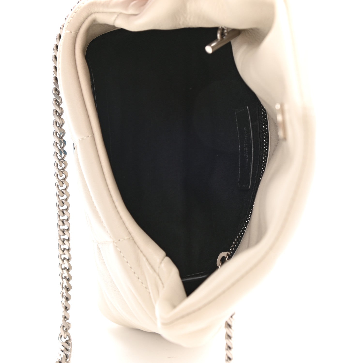 Saint Laurent Lambskin Quilted Toy Loulou Puffer Monogram Chain Satchel Blanc Vintage 5 of 8