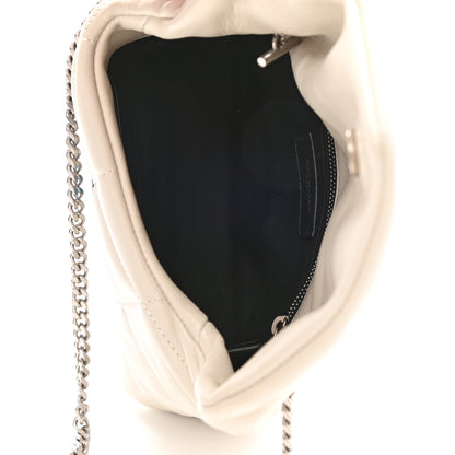 Saint Laurent Lambskin Quilted Toy Loulou Puffer Monogram Chain Satchel Blanc Vintage 5 of 8