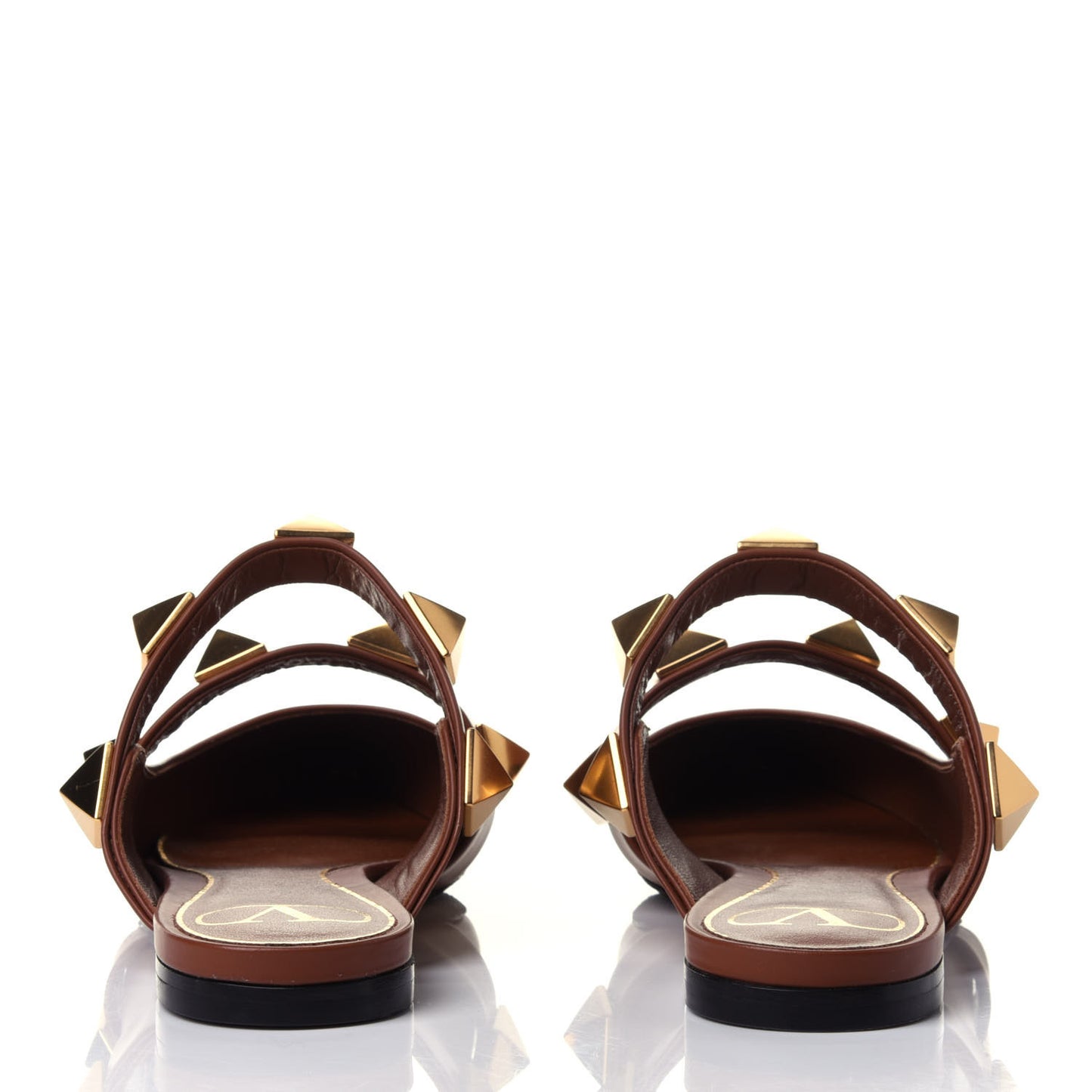 Calfskin Roman Stud Flat Mules 36 Selleria