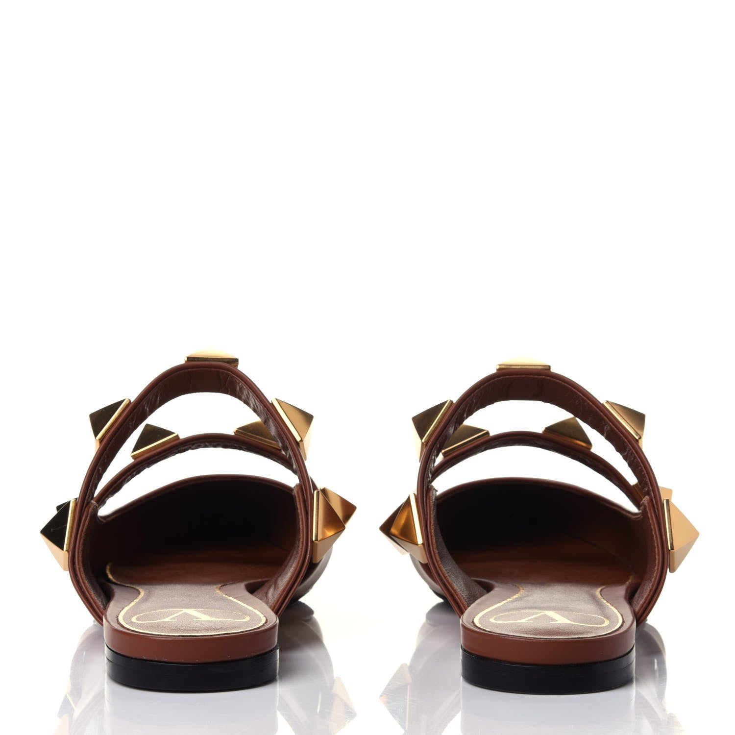 Valentino Garavani Calfskin Roman Stud Flat Mules 36 Selleria 5 of 11