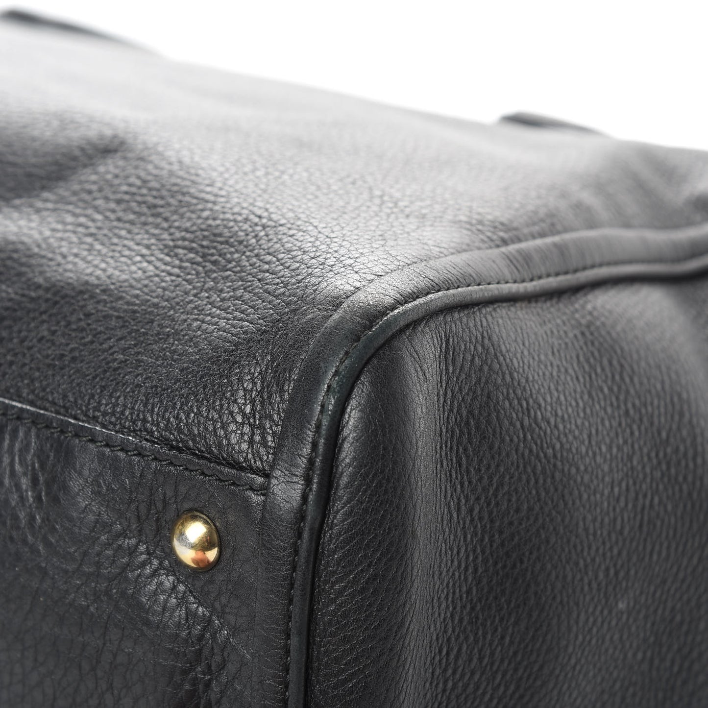 Pebbled Calfskin Large Soho Top Handle Bag Black