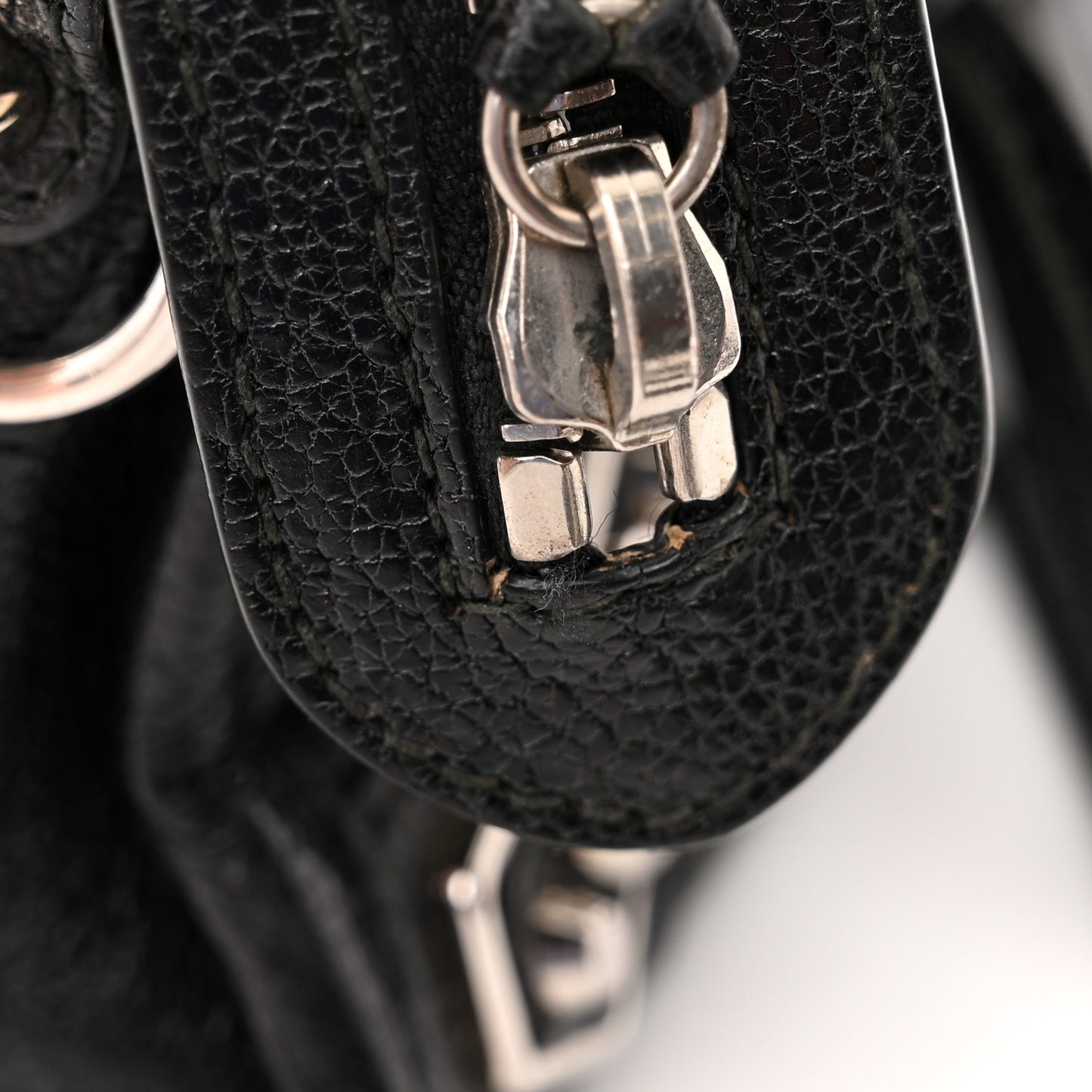 Chevre Silver Metallic Edge Hardware Nano City Black
