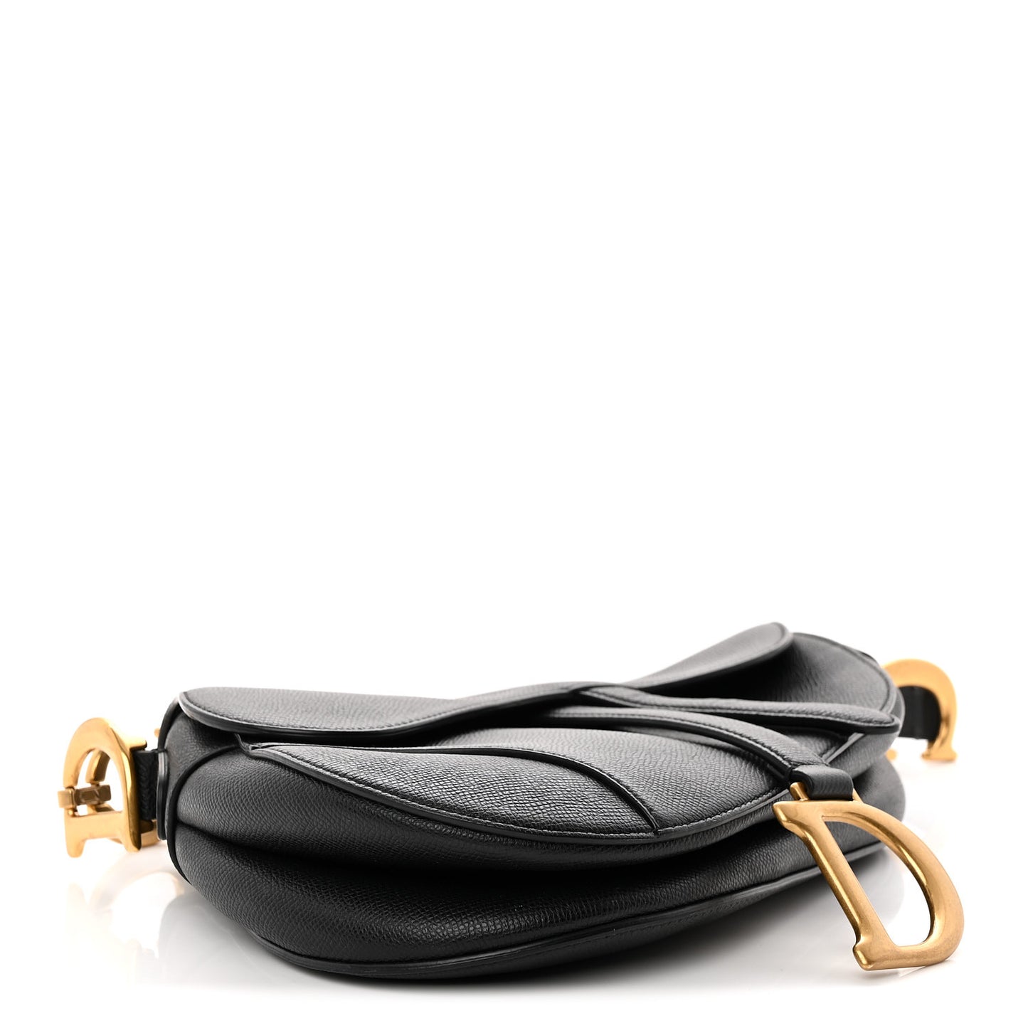 Grained Calfskin Saddle Bag Black
