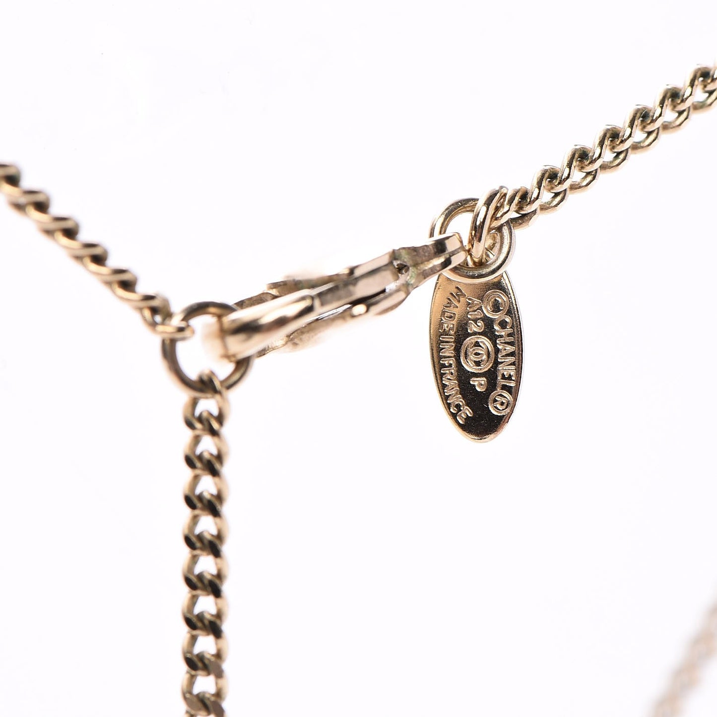 Baguette Crystal CC Necklace Light Gold