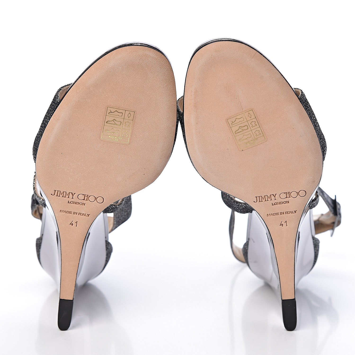 Jimmy Choo Glitter Fabric Fearne Wedge Sandals 41 Anthracite 5 of 12