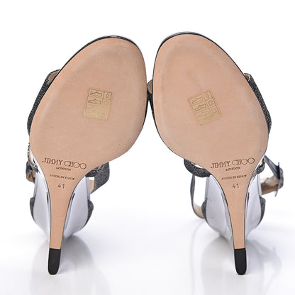 Jimmy Choo Glitter Fabric Fearne Wedge Sandals 41 Anthracite 5 of 12