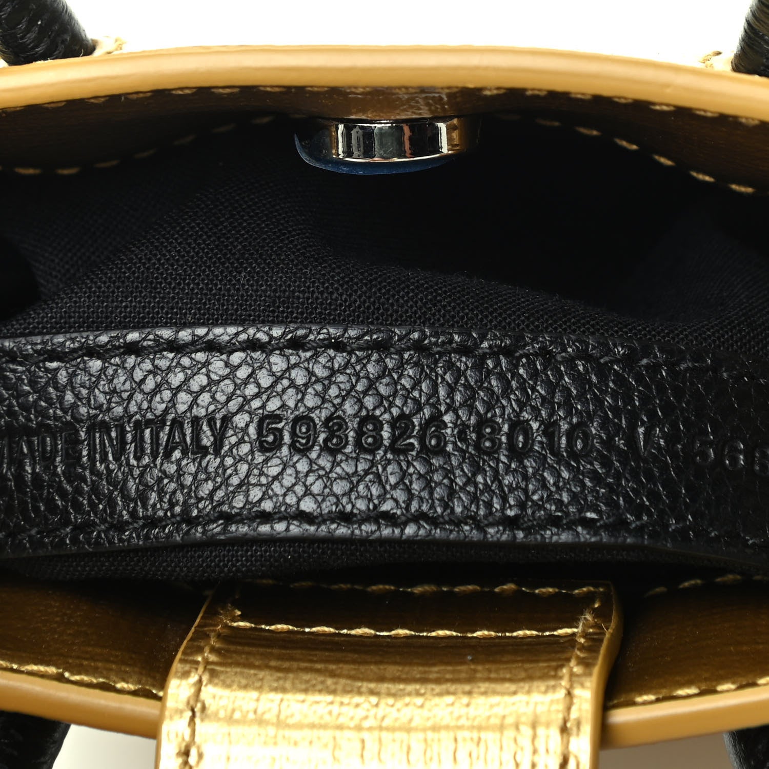 Balenciaga Metallic Textured Calfskin Logo Shopping Phone Holder Bag Gold 7 of 9
