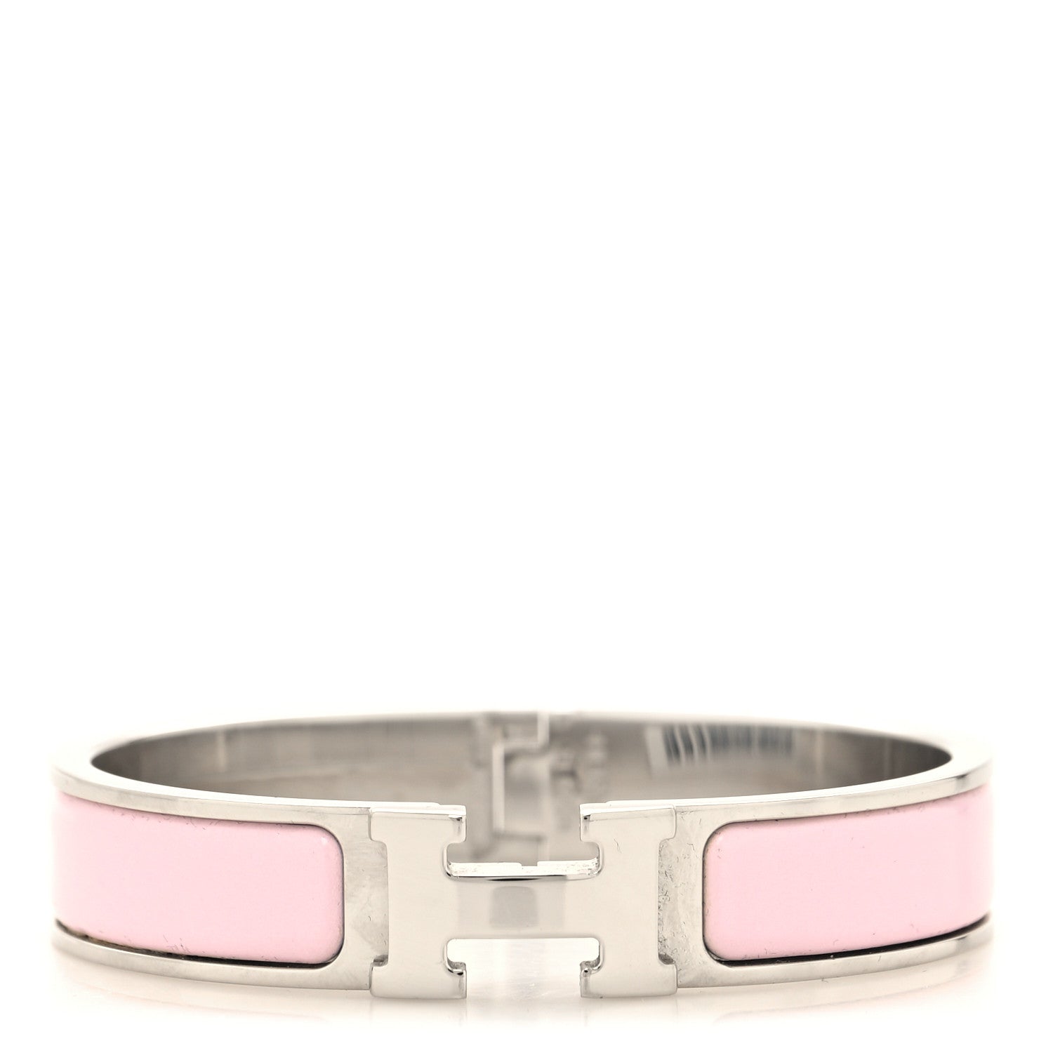 Hermes Enamel Narrow Clic Clac H Bracelet PM Rose Dragee 1 of 5