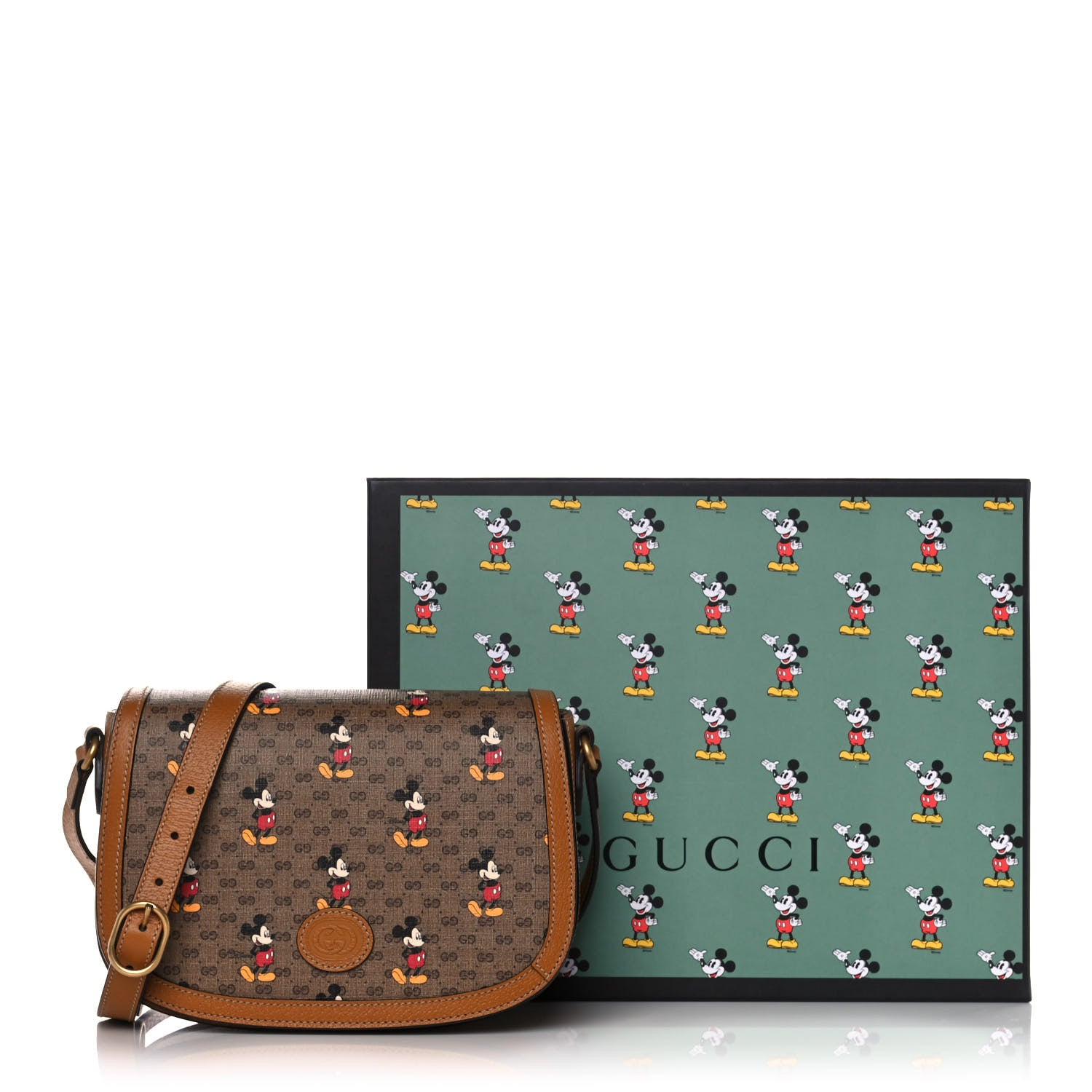 Gucci X DISNEY Mini Vintage GG Supreme Monogram Mickey Mouse Small Flap Messenger Bag Beige Vintage Sun Oil 15 of 15