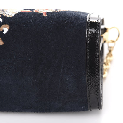 Gucci Suede Patent Web Dragon Embroidered Medium Ophidia Chain Shoulder Bag Blue Multicolor Black 11 of 14