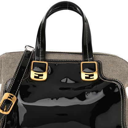 Fendi Patent Canvas Small Chameleon Tote Black 7 of 9