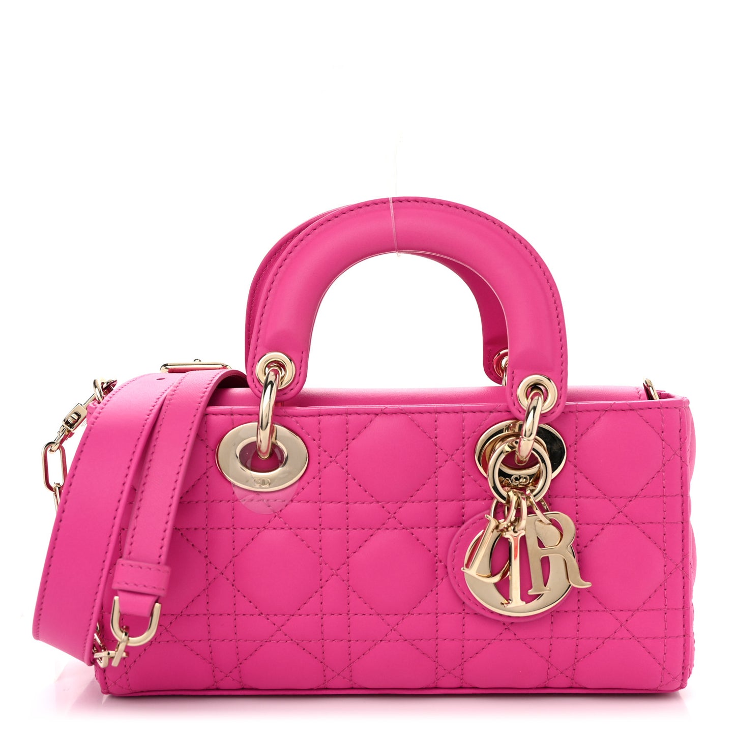Lambskin Cannage Small Lady D-Joy Fuchsia