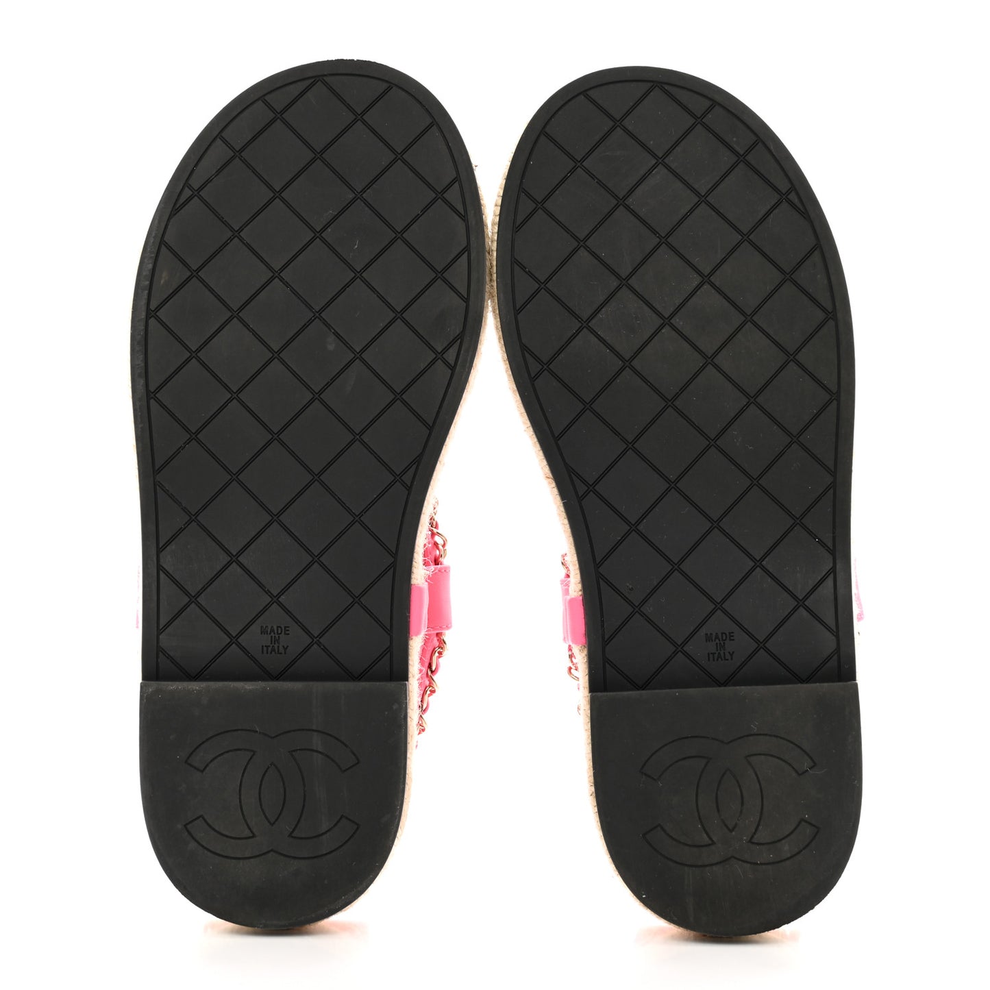 Lambskin Chain CC Thong Espadrille Sandals 37 Pink
