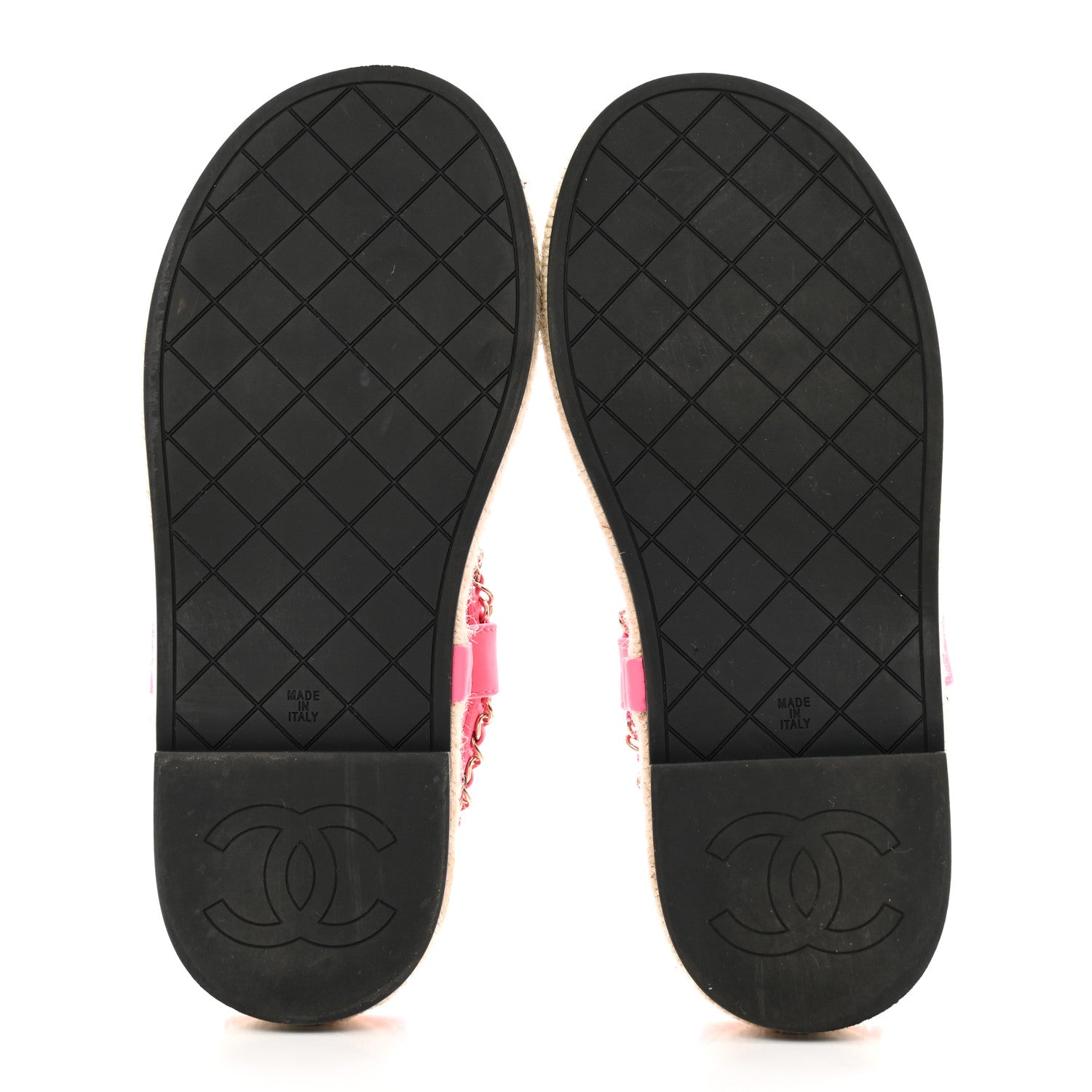 Chanel Lambskin Chain CC Thong Espadrille Sandals 37 Pink 5 of 8