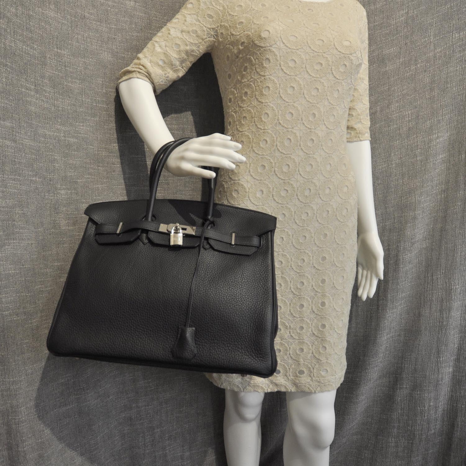 Hermes Clemence Leather Birkin 35 Black 2 of 9