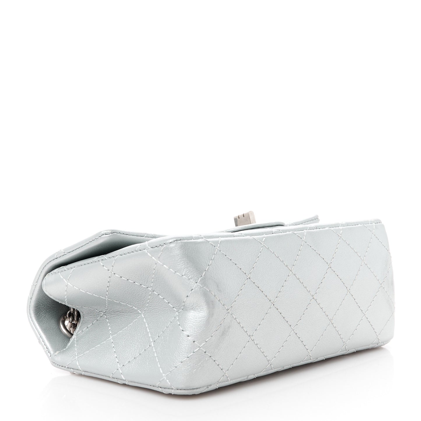 Metallic Grained Calfskin Quilted 2.55 Reissue Mini Flap Silver