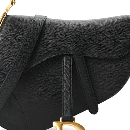Christian Dior Grained Calfskin Saddle Bag With Strap Black 8 of 11