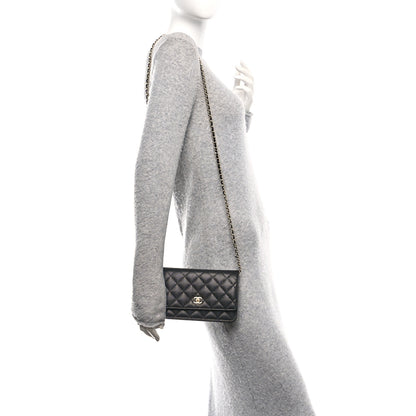 Chanel Caviar Quilted CC Turnlock Wallet On Chain WOC Black 2 of 12