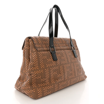 Fendi Canvas Patent Calfskin Woven Forever Shoulder Bag Mou Black 3 of 13