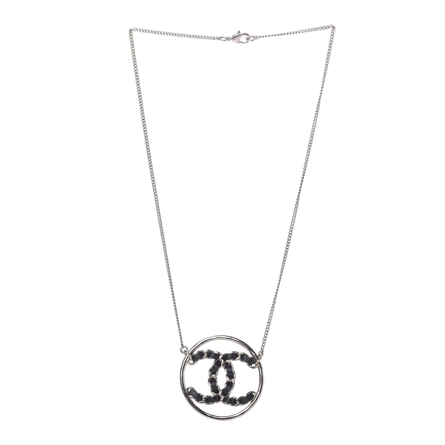 Lambskin CC Chain Necklace Gold Black