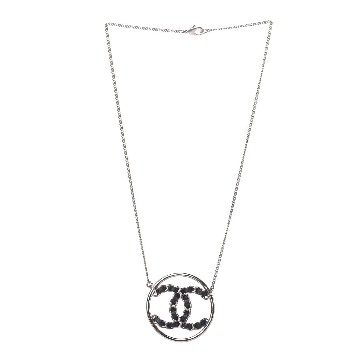 Chanel Lambskin CC Chain Necklace Gold Black 2 of 7