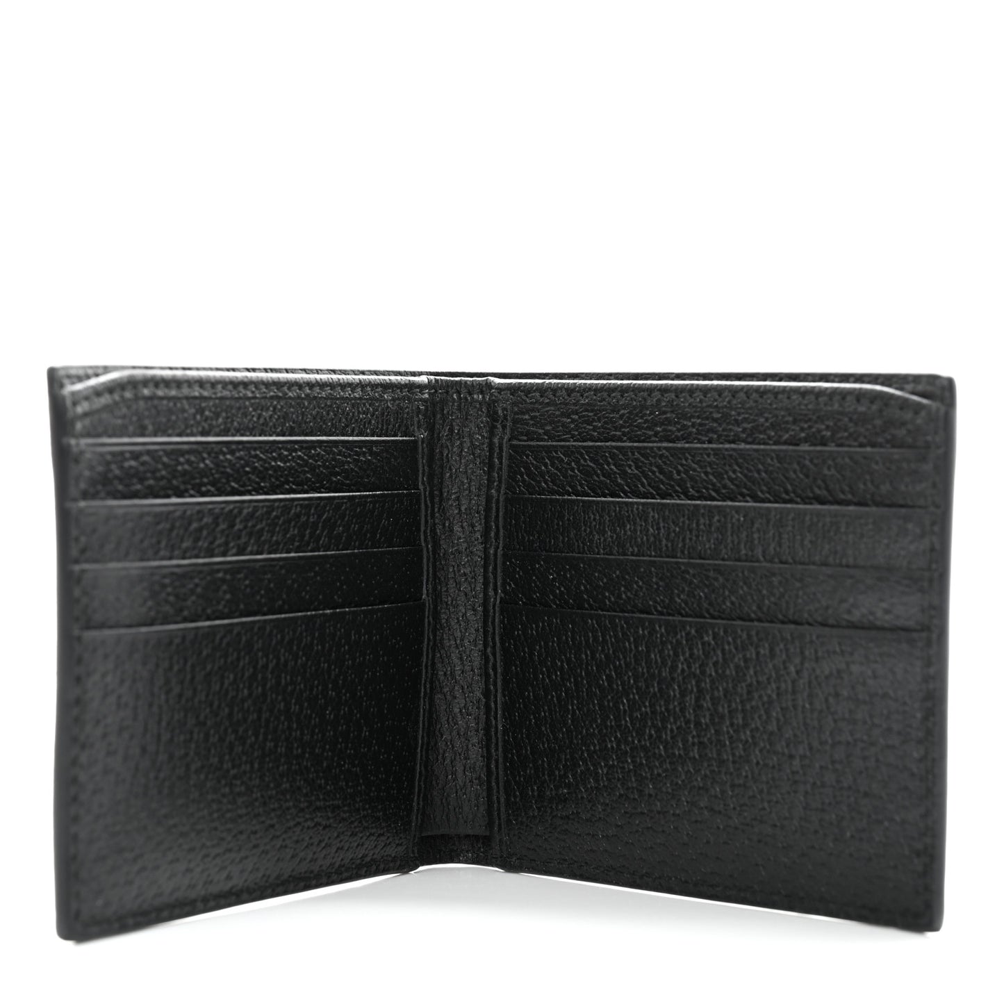 Calfskin Boar Effect Web Bi-Fold Wallet Black
