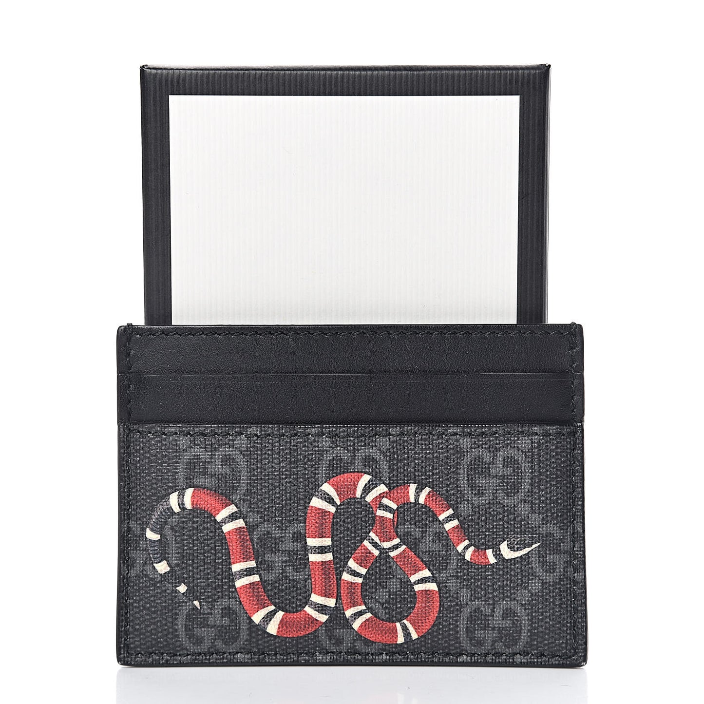 GG Supreme Monogram Kingsnake Card Holder Black Grey