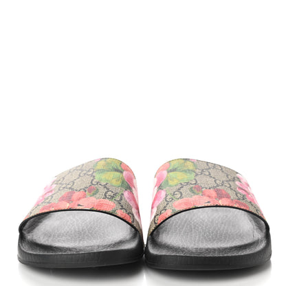 Gucci GG Supreme Monogram Blooms Slide Sandals 39 Beige Multicolor 2 of 8