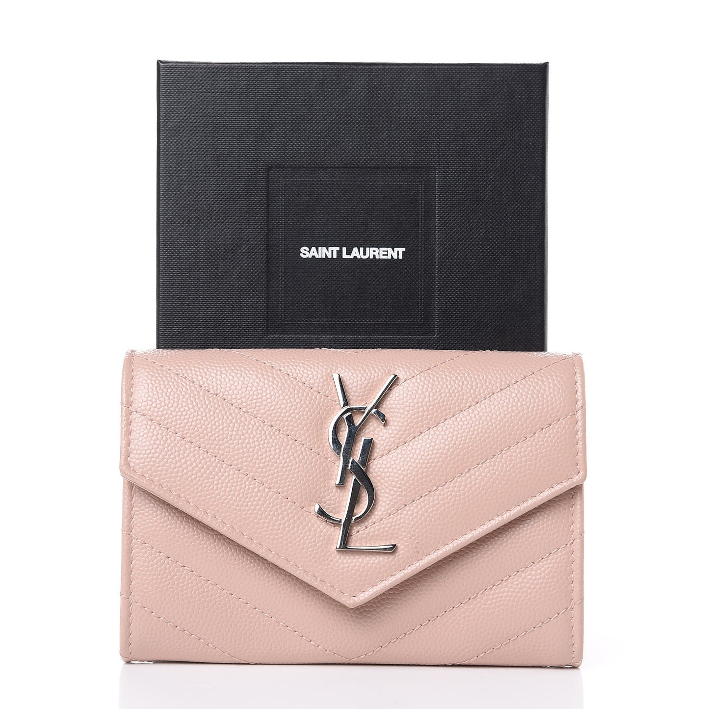 Grain De Poudre Matelasse Chevron Small Monogram Envelope Wallet Pale Blush
