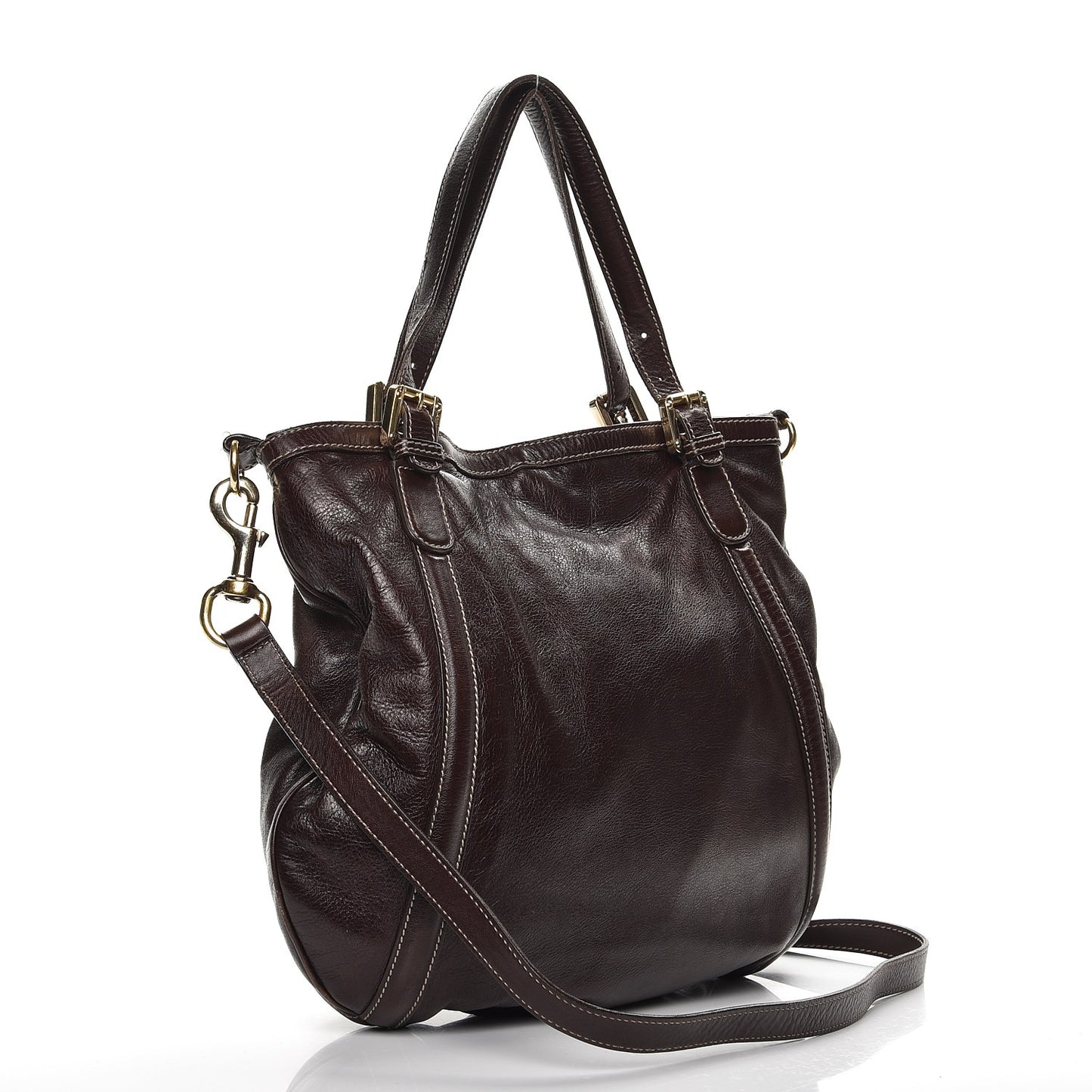 Calfskin Medium Britt Bag Dark Brown
